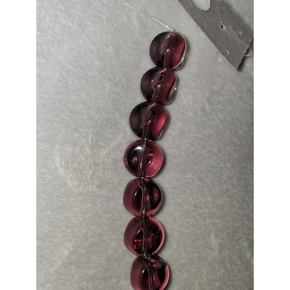 Vintage Plum Purple Glass Beads Strand Translucent Amethyst Wavy Center 2.6 oz